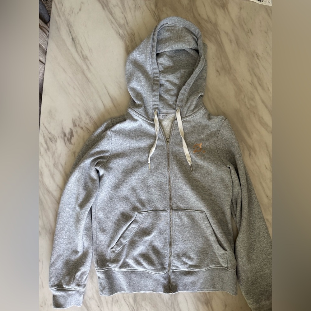 Peloton Full Zip Up Hoodie Sweatshirt Grey Women’s XS Cotton